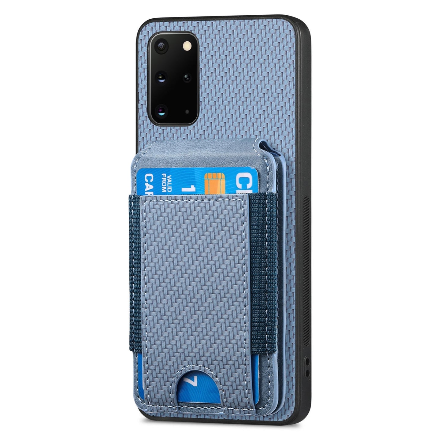 Samsung Galaxy S20+ Vertical Flip Wallet Stand Phone Case with Carbon Fibre Pattern