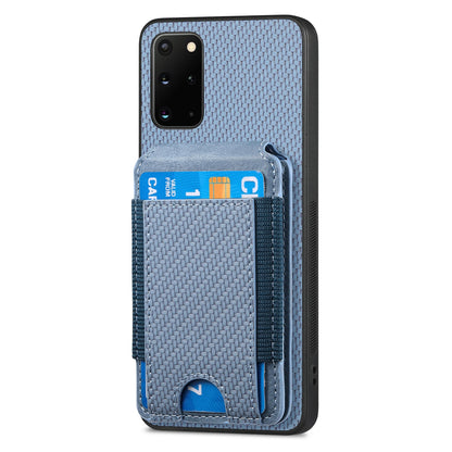 Samsung Galaxy S20+ Vertical Flip Wallet Stand Phone Case with Carbon Fibre Pattern