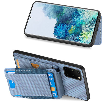 Samsung Galaxy S20+ Vertical Flip Wallet Stand Phone Case with Carbon Fibre Pattern
