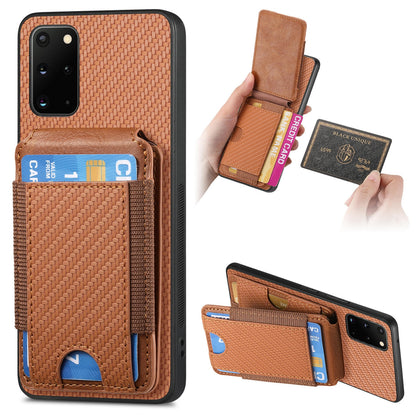 Samsung Galaxy S20+ Vertical Flip Wallet Stand Phone Case with Carbon Fibre Pattern