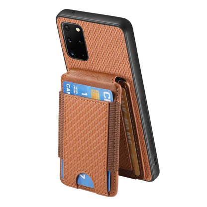 Samsung Galaxy S20+ Vertical Flip Wallet Stand Phone Case with Carbon Fibre Pattern