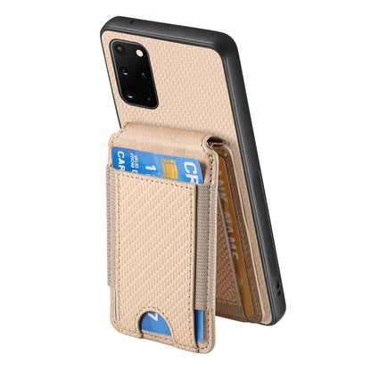Samsung Galaxy S20+ Vertical Flip Wallet Stand Phone Case with Carbon Fibre Pattern
