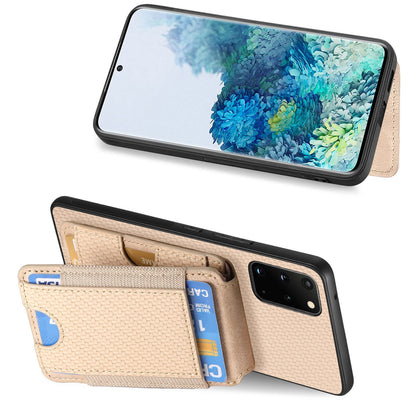 Samsung Galaxy S20+ Vertical Flip Wallet Stand Phone Case with Carbon Fibre Pattern