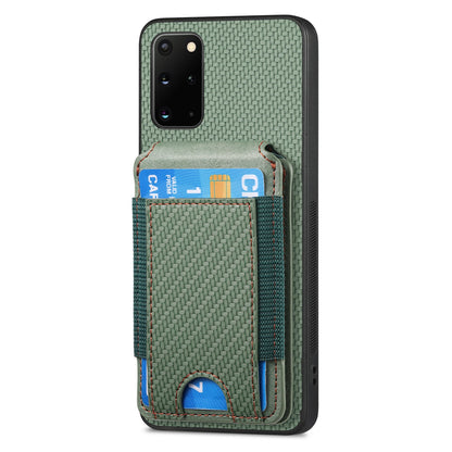 Samsung Galaxy S20+ Vertical Flip Wallet Stand Phone Case with Carbon Fibre Pattern
