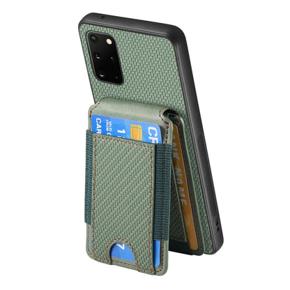 Samsung Galaxy S20+ Vertical Flip Wallet Stand Phone Case with Carbon Fibre Pattern