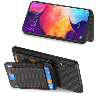 Samsung Galaxy A70 / A70s Vertical Flip Wallet Stand Phone Case with Carbon Fibre Pattern