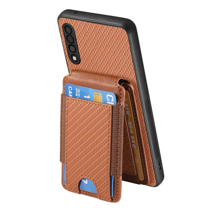 Samsung Galaxy A70 / A70s Vertical Flip Wallet Stand Phone Case with Carbon Fibre Pattern