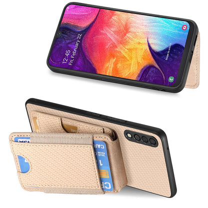 Samsung Galaxy A70 / A70s Vertical Flip Wallet Stand Phone Case with Carbon Fibre Pattern