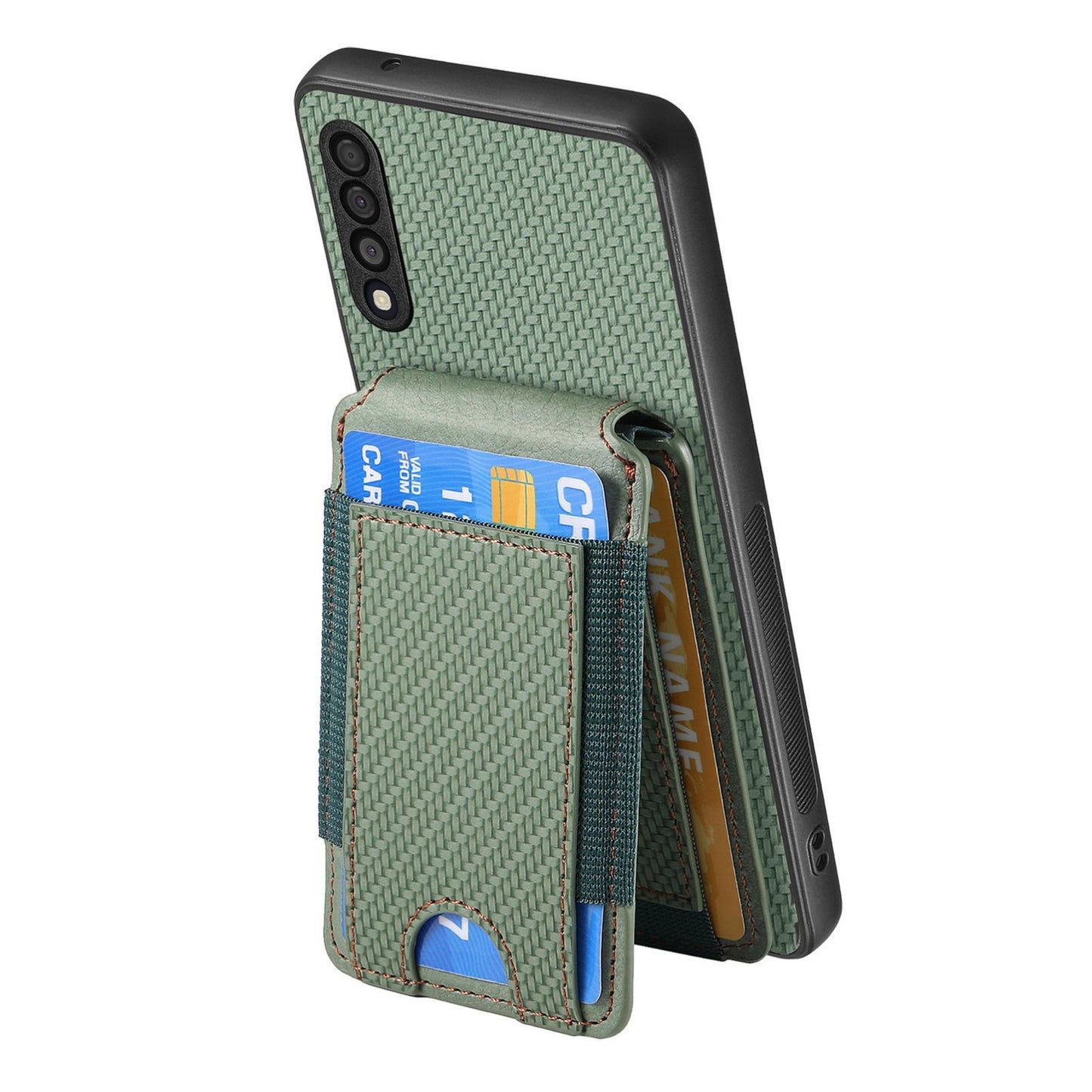 Samsung Galaxy A70 / A70s Vertical Flip Wallet Stand Phone Case with Carbon Fibre Pattern