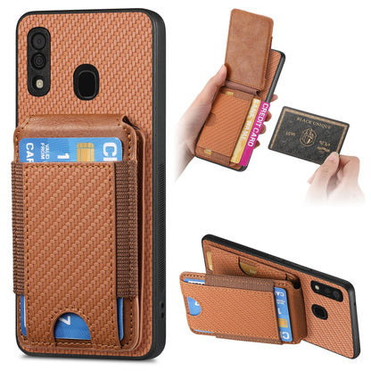 Samsung Galaxy A30 / A20 / M10s Vertical Flip Wallet Stand Phone Case with Carbon Fibre Pattern