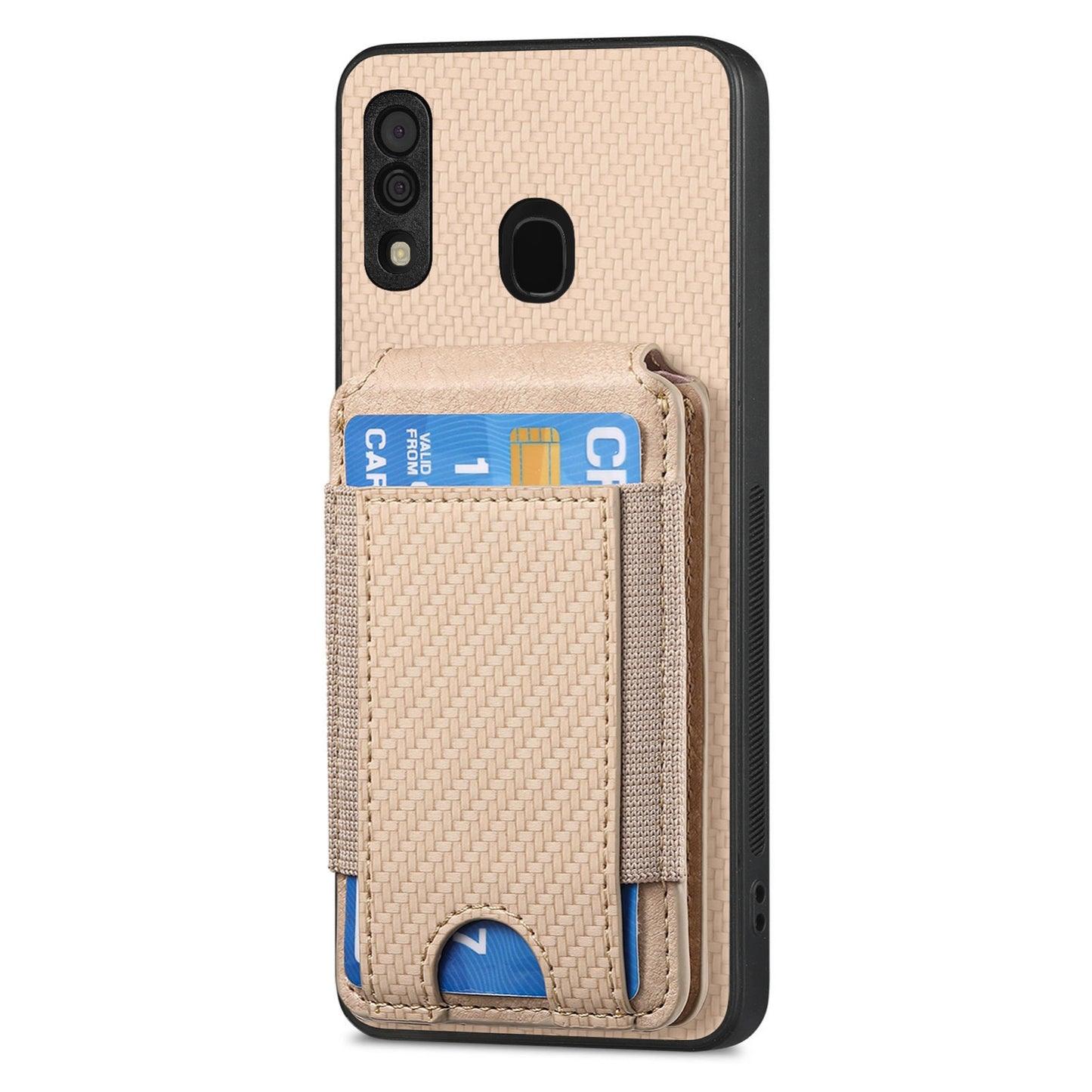 Samsung Galaxy A30 / A20 / M10s Vertical Flip Wallet Stand Phone Case with Carbon Fibre Pattern