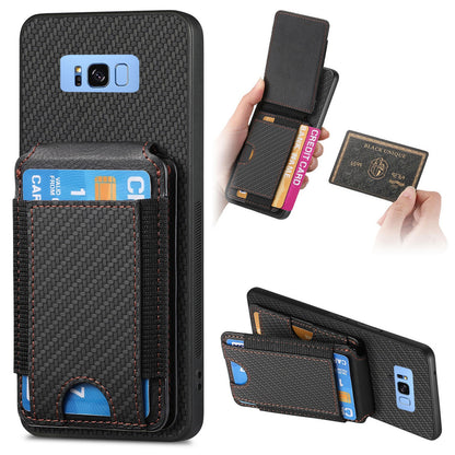 Samsung Galaxy S8+ Vertical Flip Wallet Stand Phone Case with Carbon Fibre Pattern