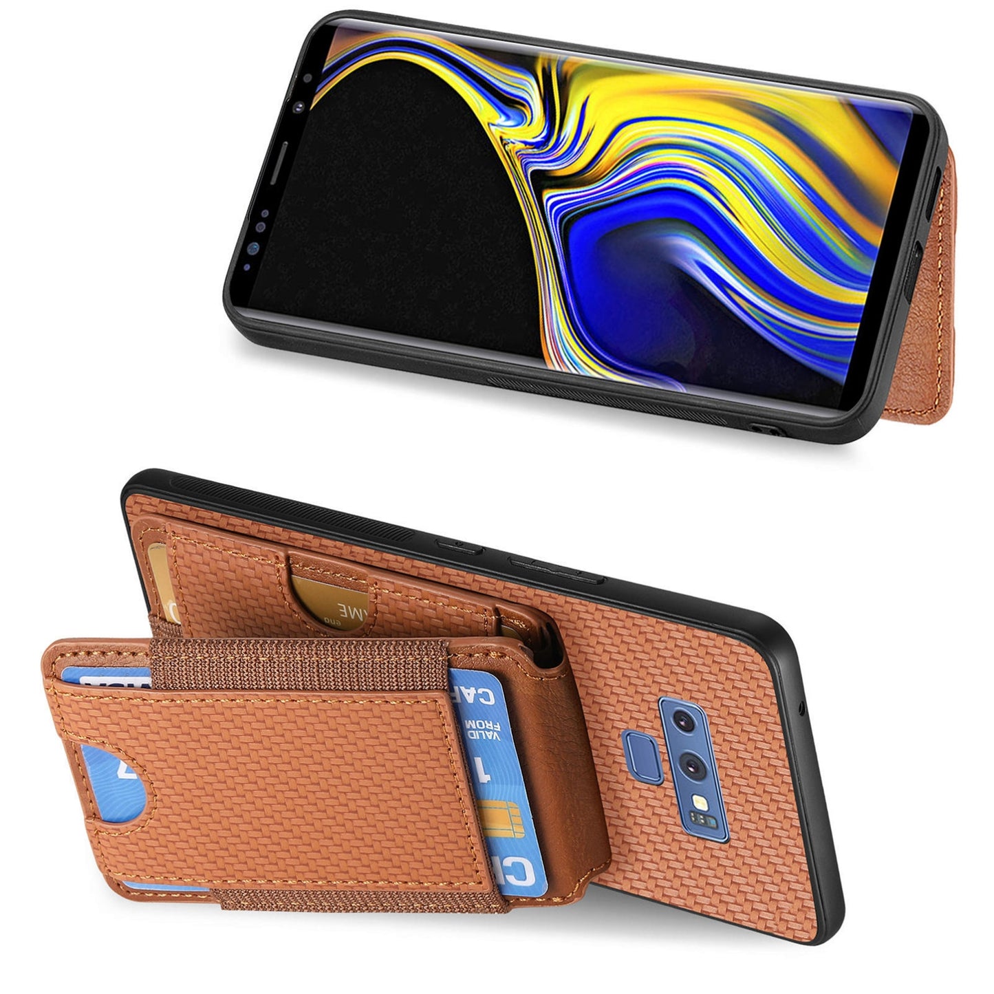 Samsung Galaxy S8+ Vertical Flip Wallet Stand Phone Case with Carbon Fibre Pattern