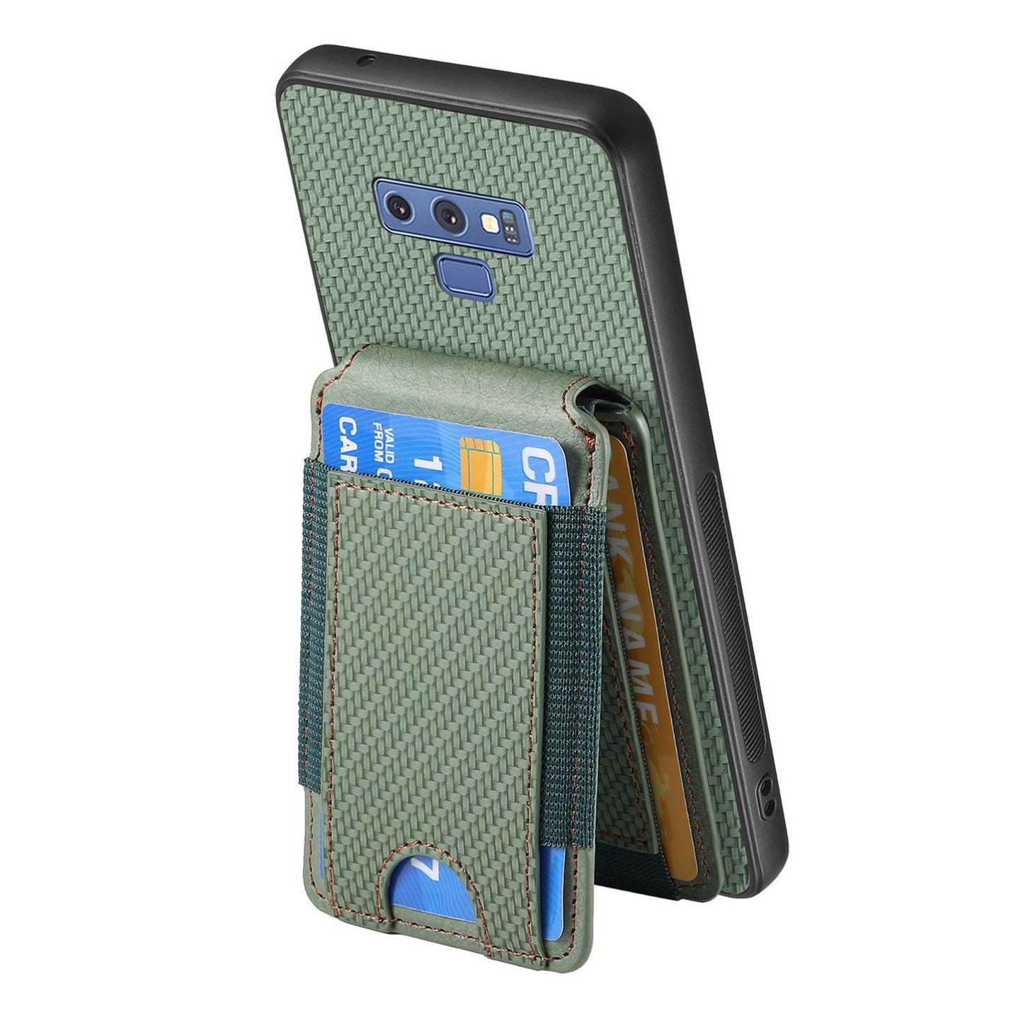 Samsung Galaxy S8+ Vertical Flip Wallet Stand Phone Case with Carbon Fibre Pattern