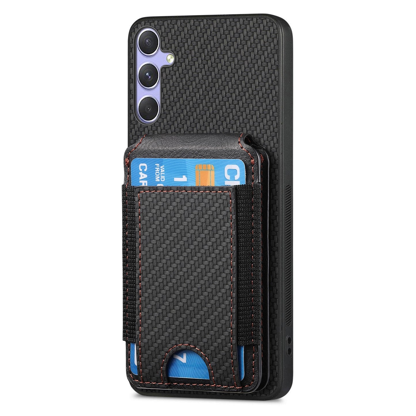 Samsung Galaxy S25 5G Vertical Flip Wallet Stand Phone Case with Carbon Fibre Pattern