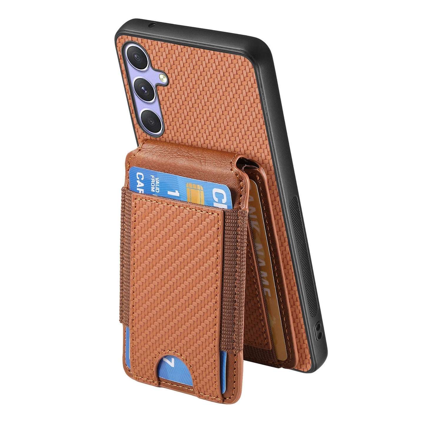Samsung Galaxy S25 5G Vertical Flip Wallet Stand Phone Case with Carbon Fibre Pattern