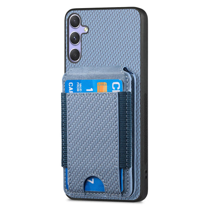 Samsung Galaxy S25+ 5G Vertical Flip Wallet Stand Phone Case with Carbon Fibre Pattern