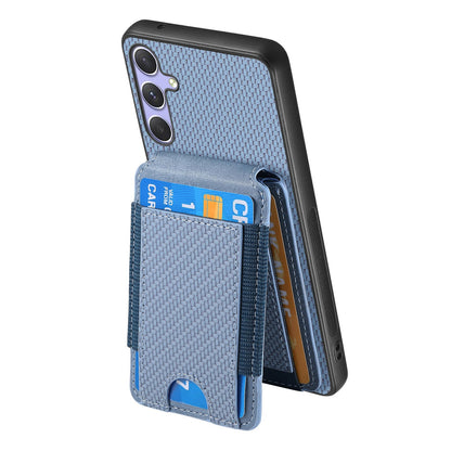 Samsung Galaxy S25+ 5G Vertical Flip Wallet Stand Phone Case with Carbon Fibre Pattern