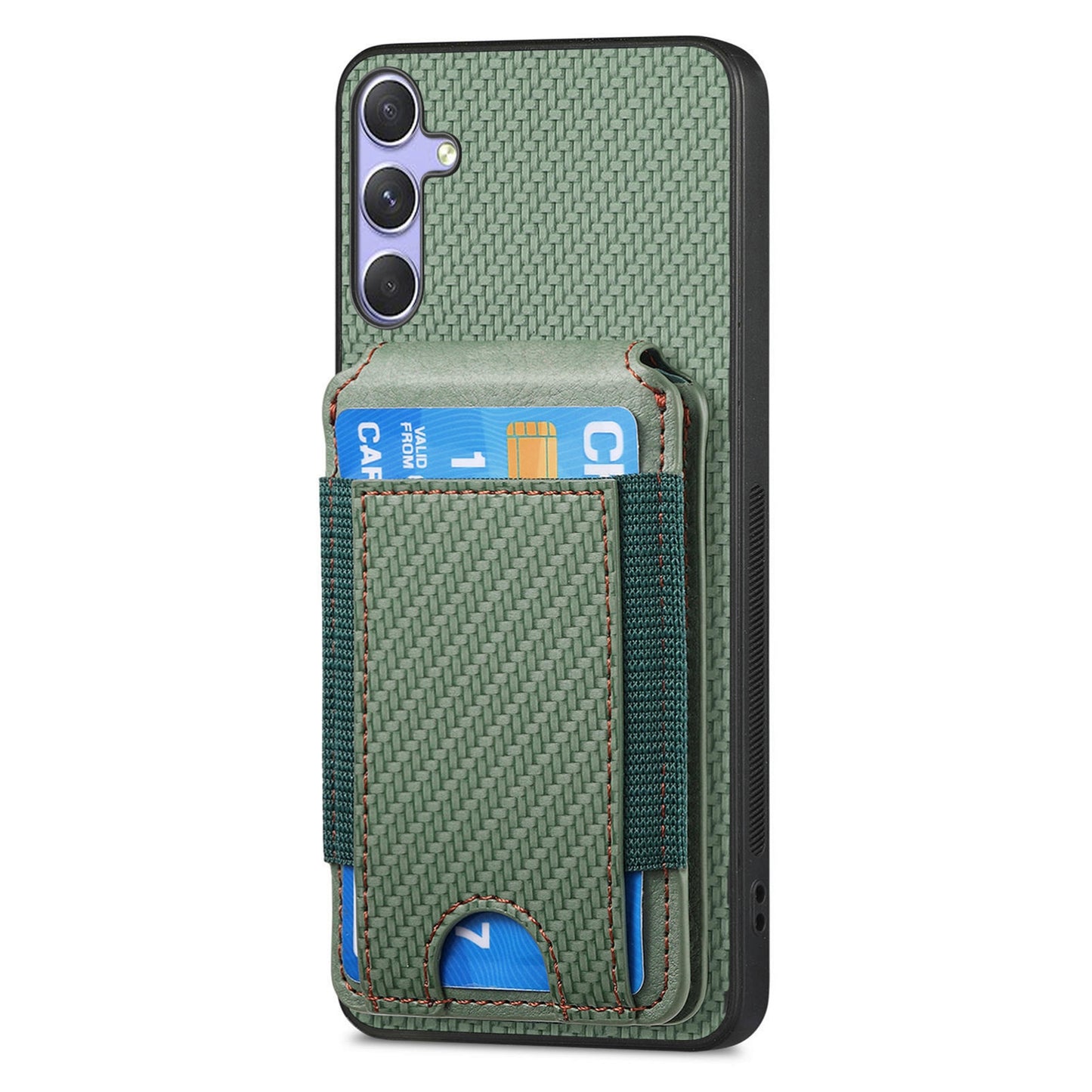 Samsung Galaxy S25+ 5G Vertical Flip Wallet Stand Phone Case with Carbon Fibre Pattern