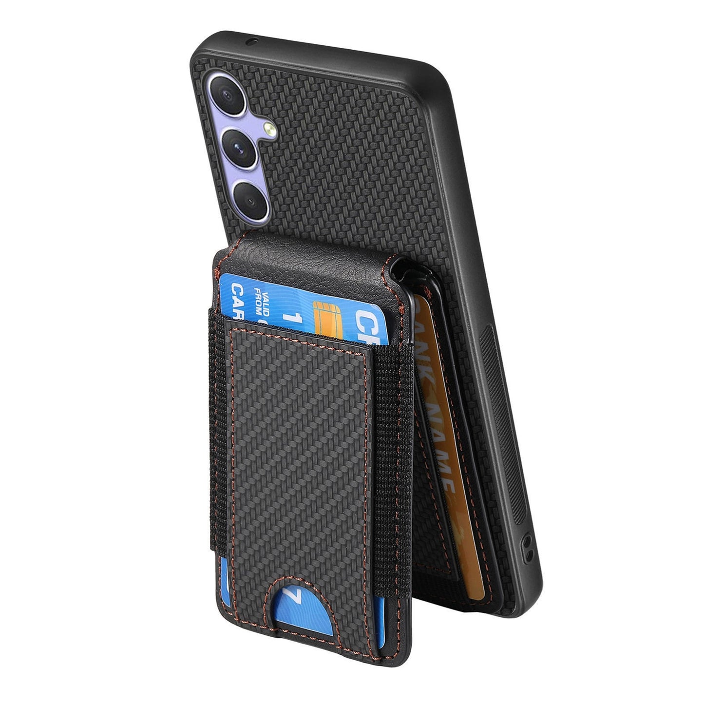 Samsung Galaxy S25 Ultra 5G Vertical Flip Wallet Stand Phone Case with Carbon Fibre Pattern