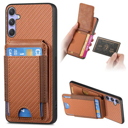 Samsung Galaxy S25 Ultra 5G Vertical Flip Wallet Stand Phone Case with Carbon Fibre Pattern