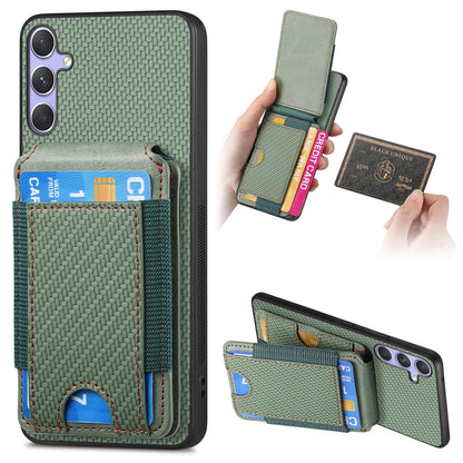 Samsung Galaxy S25 Ultra 5G Vertical Flip Wallet Stand Phone Case with Carbon Fibre Pattern