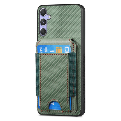 Samsung Galaxy S25 Ultra 5G Vertical Flip Wallet Stand Phone Case with Carbon Fibre Pattern