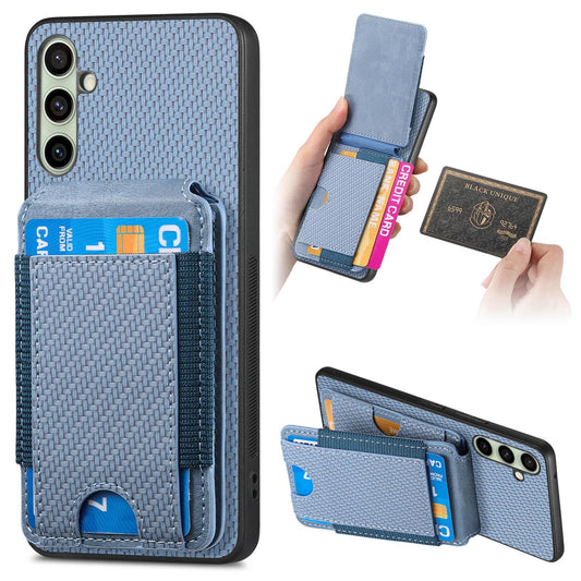 Samsung Galaxy A36 Vertical Flip Wallet Stand Phone Case with Carbon Fibre Pattern