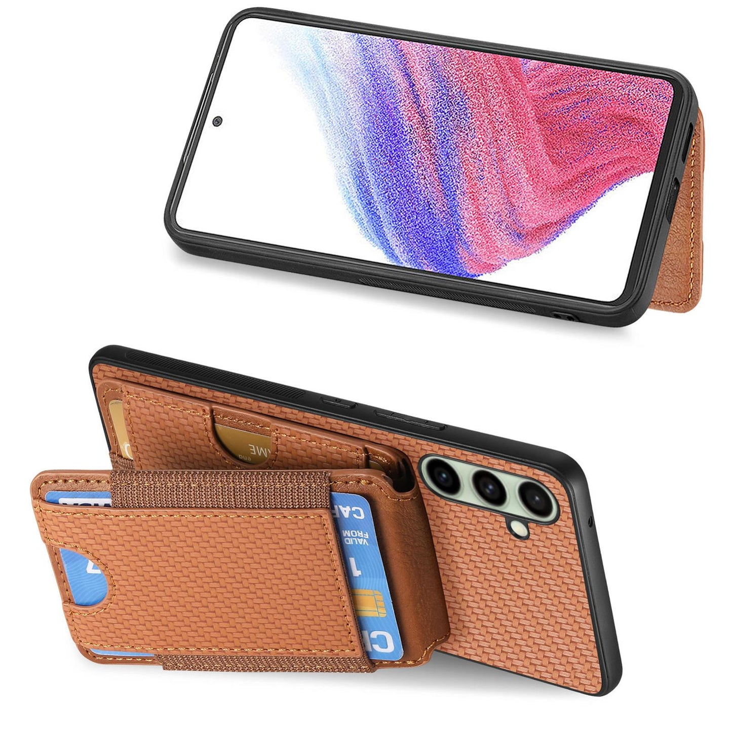 Samsung Galaxy A36 Vertical Flip Wallet Stand Phone Case with Carbon Fibre Pattern