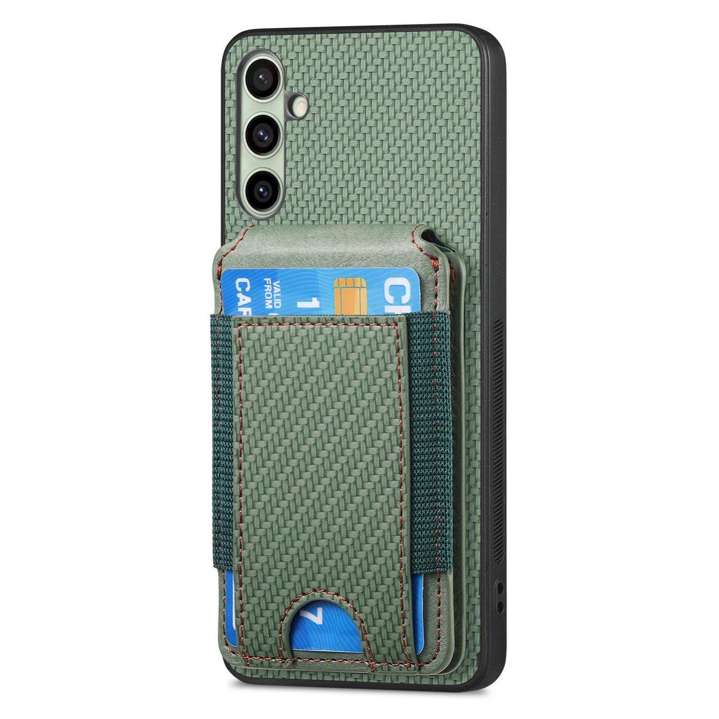 Samsung Galaxy A36 Vertical Flip Wallet Stand Phone Case with Carbon Fibre Pattern