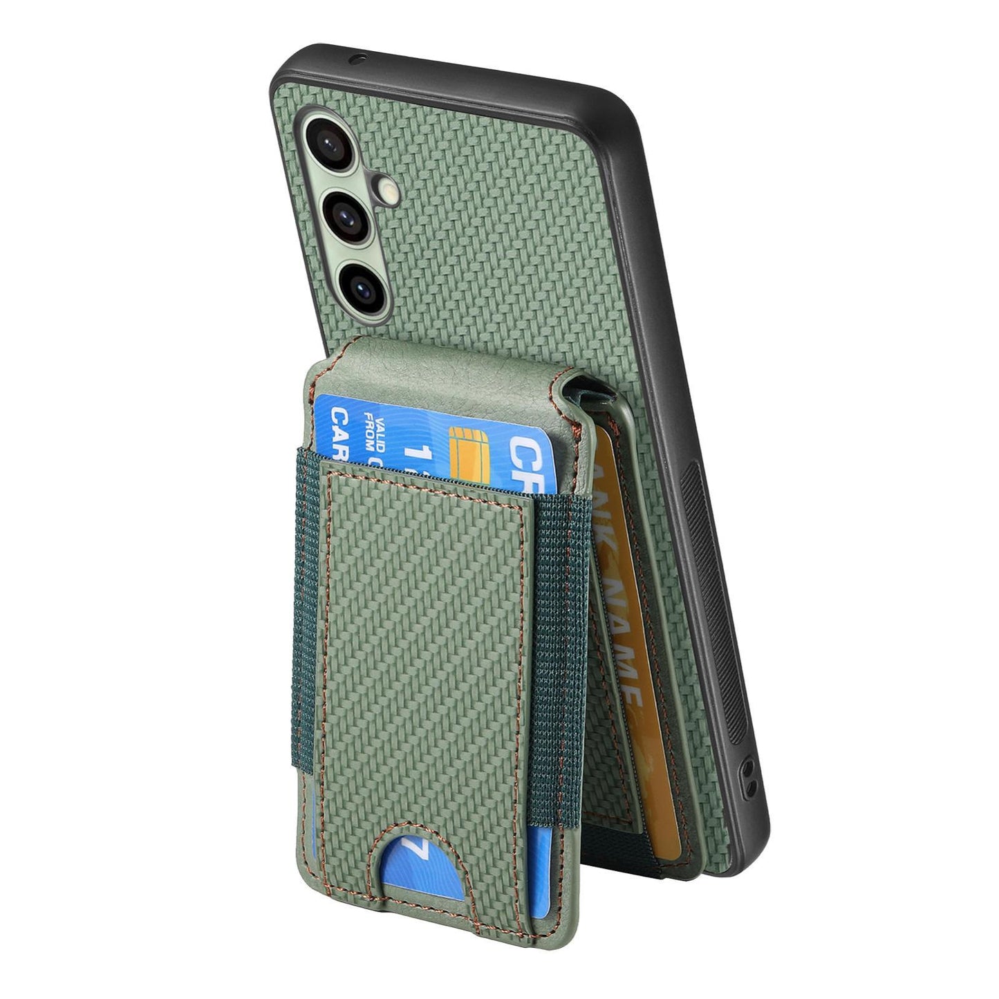 Samsung Galaxy A36 Vertical Flip Wallet Stand Phone Case with Carbon Fibre Pattern