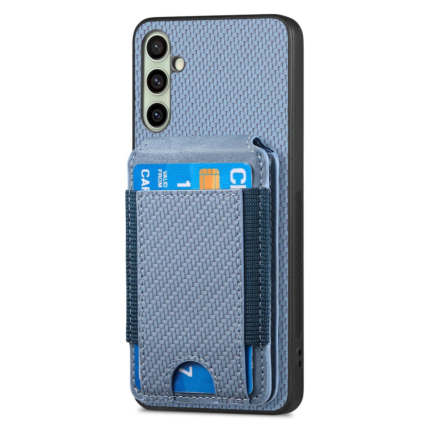 Samsung Galaxy A56 5G Vertical Flip Wallet Stand Phone Case with Carbon Fibre Pattern