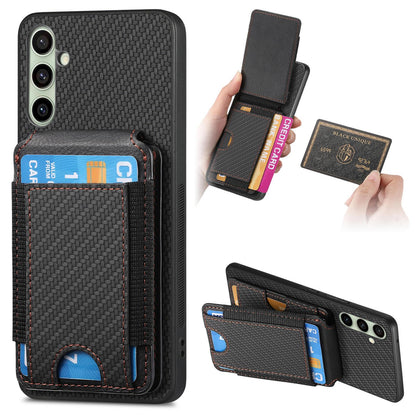 Samsung Galaxy A56 5G Vertical Flip Wallet Stand Phone Case with Carbon Fibre Pattern
