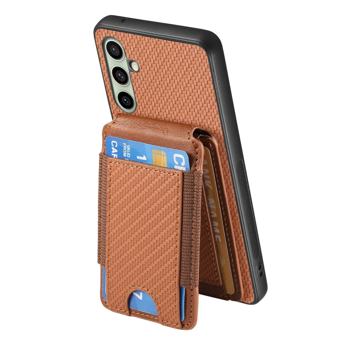 Samsung Galaxy A56 5G Vertical Flip Wallet Stand Phone Case with Carbon Fibre Pattern
