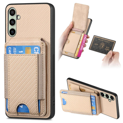 Samsung Galaxy A56 5G Vertical Flip Wallet Stand Phone Case with Carbon Fibre Pattern