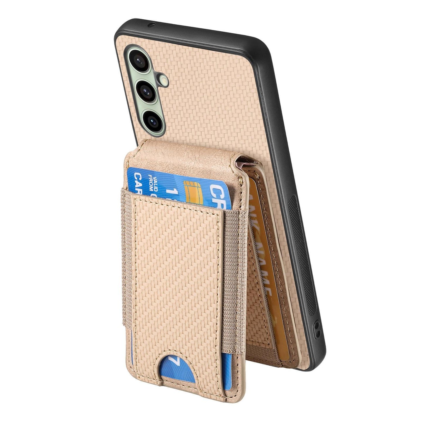 Samsung Galaxy A56 5G Vertical Flip Wallet Stand Phone Case with Carbon Fibre Pattern
