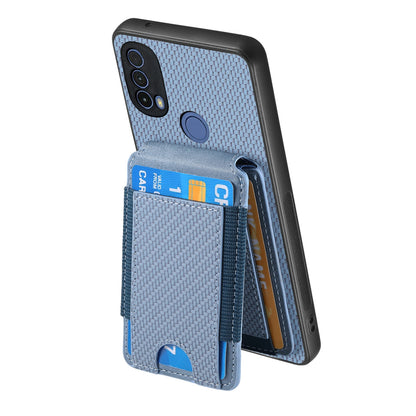 Motorola Moto E20/E30 Vertical Flip Wallet Stand Phone Case with Carbon Fibre Pattern