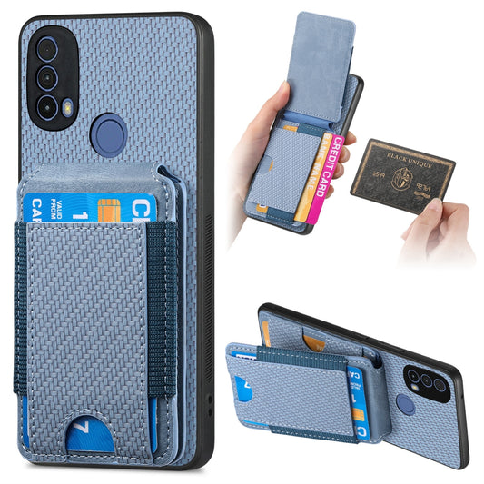 Motorola Moto E40 Vertical Flip Wallet Stand Phone Case with Carbon Fibre Pattern