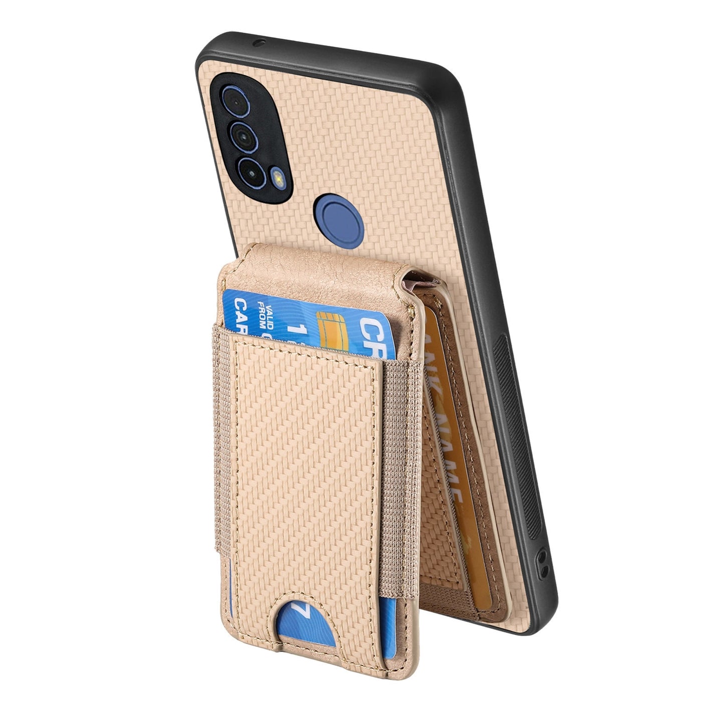 Motorola Moto E40 Vertical Flip Wallet Stand Phone Case with Carbon Fibre Pattern