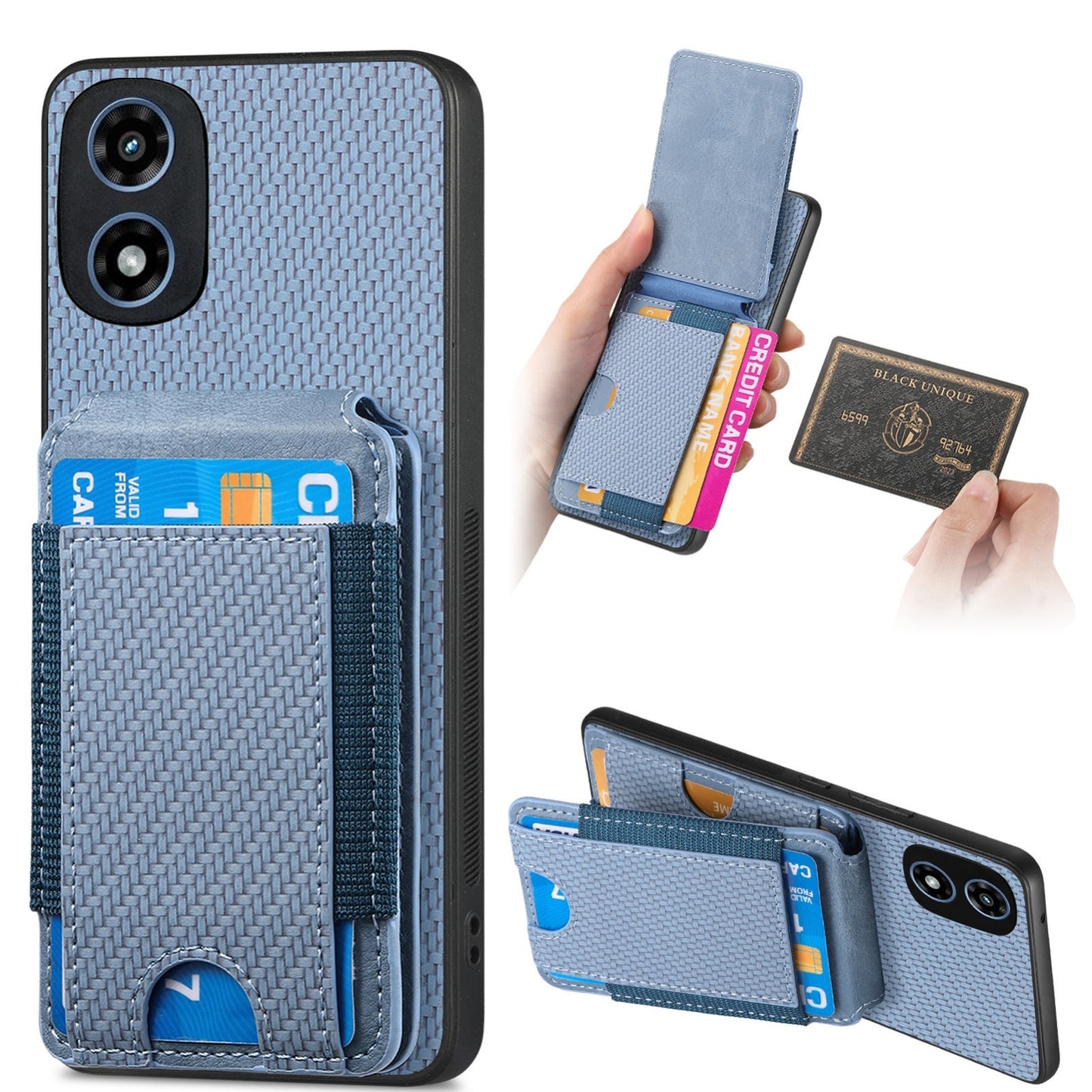 Motorola Moto G Play 2024 5G Vertical Flip Wallet Stand Phone Case with Carbon Fibre Pattern