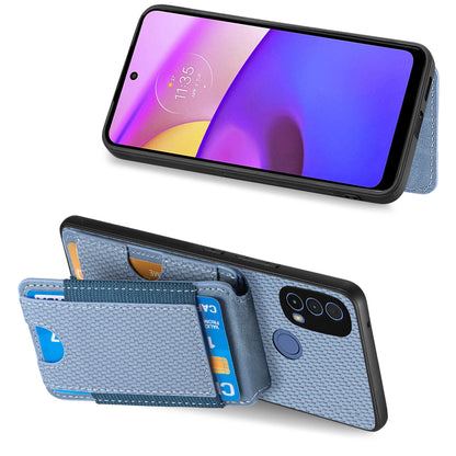 Motorola Moto G Play 2024 4G Vertical Flip Wallet Stand Phone Case with Carbon Fibre Pattern