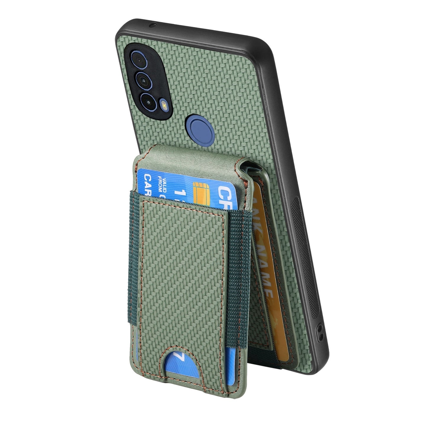 Motorola Moto G Power 2024 5G Vertical Flip Wallet Stand Phone Case with Carbon Fibre Pattern