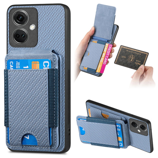 OnePlus Nord CE3 Vertical Flip Wallet Stand Phone Case with Carbon Fibre Pattern