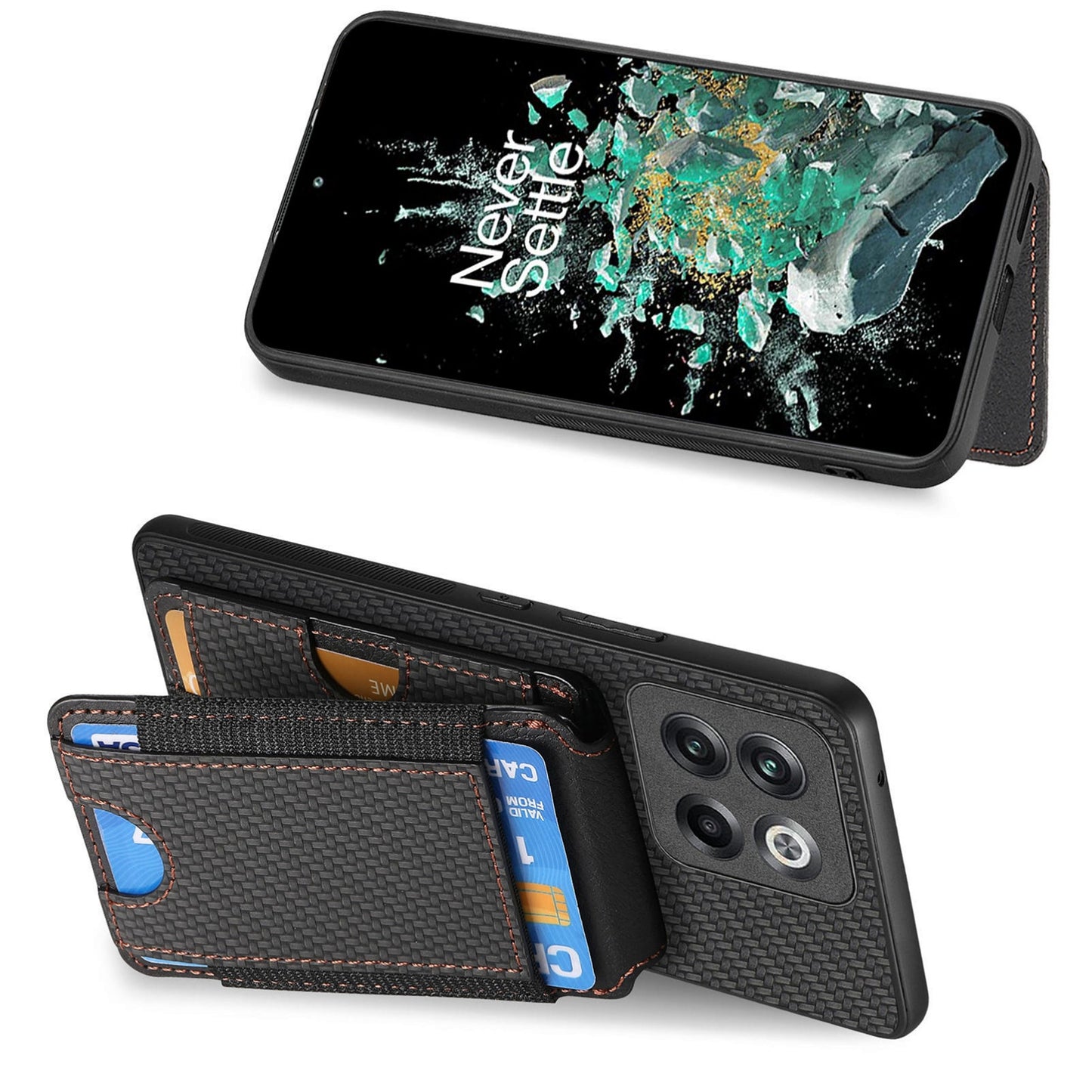OnePlus Nord CE3 Lite Vertical Flip Wallet Stand Phone Case with Carbon Fibre Pattern