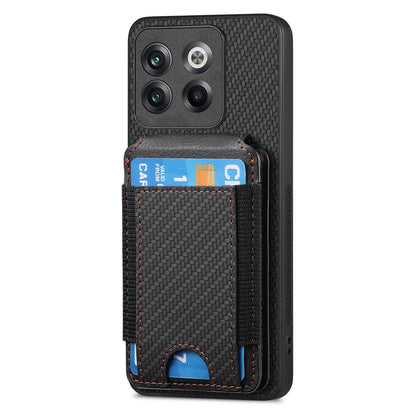 OnePlus 11 Vertical Flip Wallet Stand Phone Case with Carbon Fibre Pattern