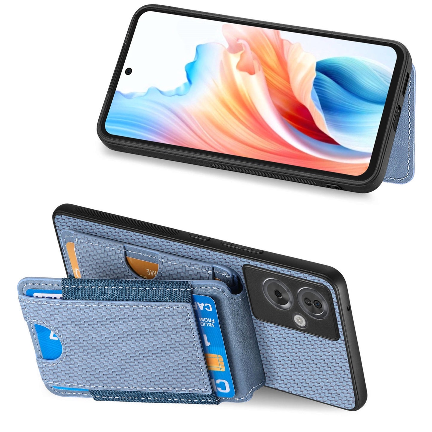 OPPO Reno10 Global Vertical Flip Wallet Stand Phone Case with Carbon Fibre Pattern