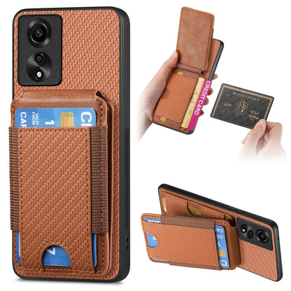 OPPO A78 4G Vertical Flip Wallet Stand Phone Case with Carbon Fibre Pattern