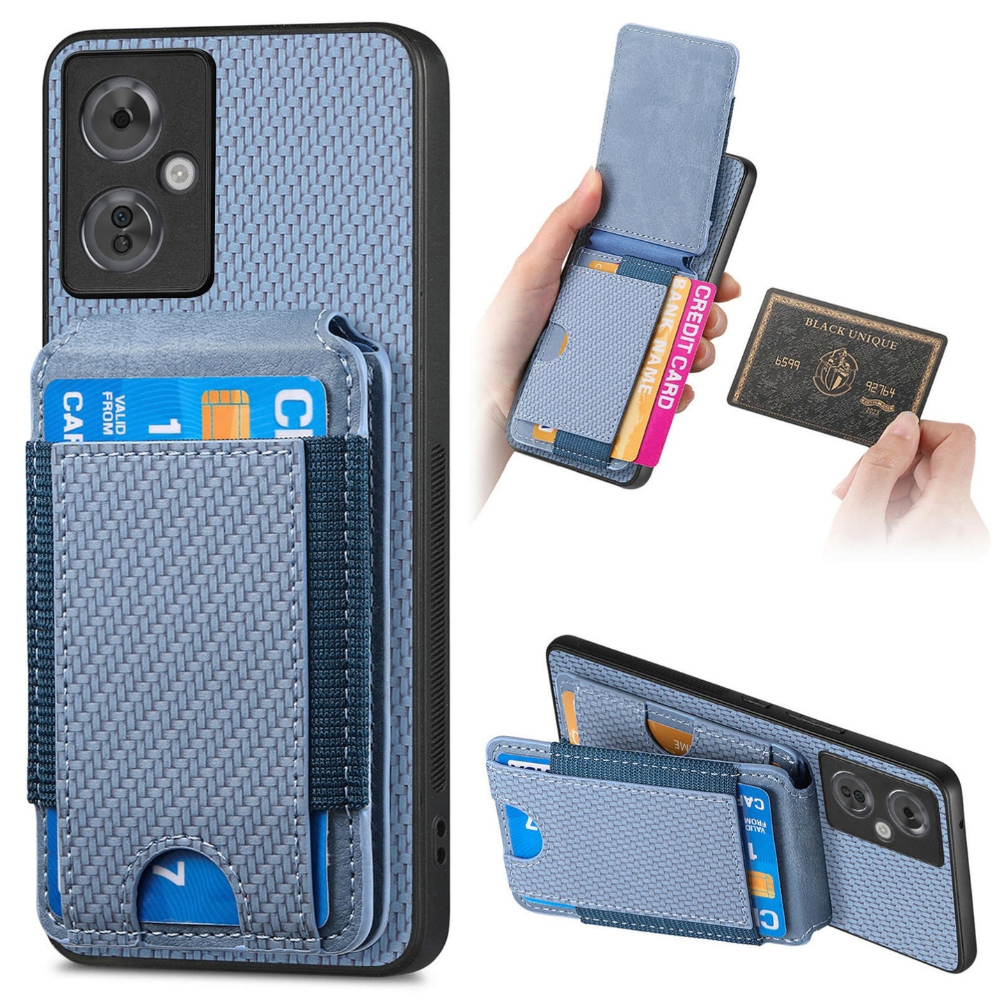 OPPO K11X 5G Vertical Flip Wallet Stand Phone Case with Carbon Fibre Pattern