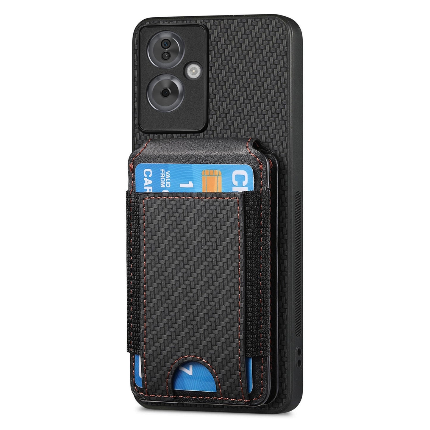 OPPO Reno10 Pro+ Vertical Flip Wallet Stand Phone Case with Carbon Fibre Pattern