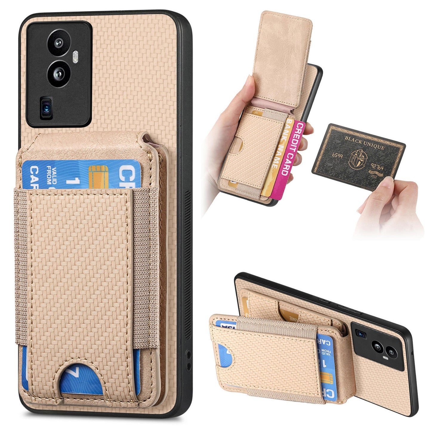 OPPO Reno10 Pro+ Vertical Flip Wallet Stand Phone Case with Carbon Fibre Pattern